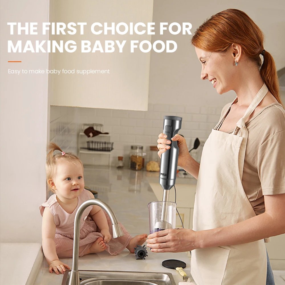 MIUI Hand Immersion Blender 1000W Powerful 4-in-1,Stainless Steel Stick Food Mixer,700ml Mixing Beaker,500ml Processor,Whisk MIUI Hand Immersion Blender 1000W Powerful 4-in-1,Stainless Steel Stick Food Mixer,700ml Mixing Beaker,500ml Processor,Whisk