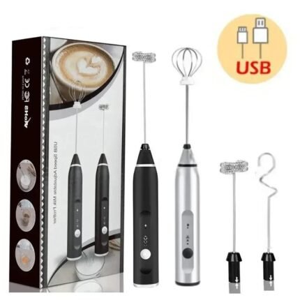 3-in-1 Handheld Milk Frother – USB Electric Coffee Foam Maker and Egg Beater