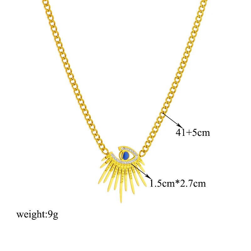 DIEYURO 316L Stainless Steel Butterfly Moon Lock Blue Eyes Pendant Necklace For Women New Multilayer Choker Chain Jewelry Gifts