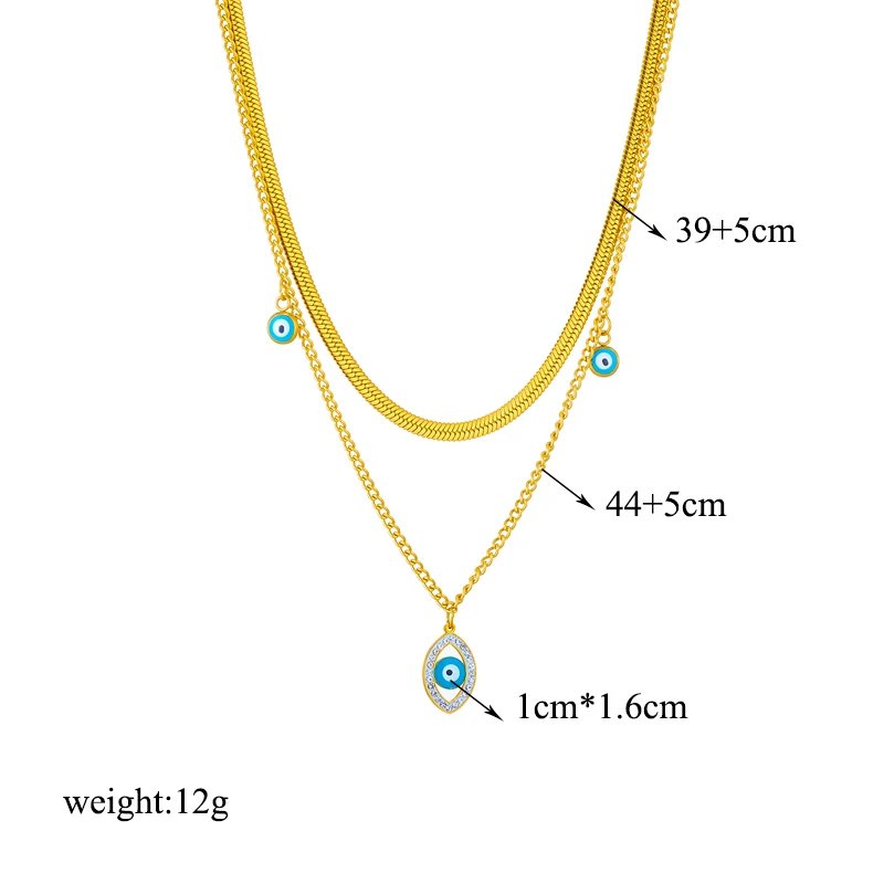 DIEYURO 316L Stainless Steel Butterfly Moon Lock Blue Eyes Pendant Necklace For Women New Multilayer Choker Chain Jewelry Gifts