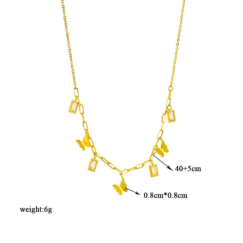 DIEYURO 316L Stainless Steel Butterfly Moon Lock Blue Eyes Pendant Necklace For Women New Multilayer Choker Chain Jewelry Gifts