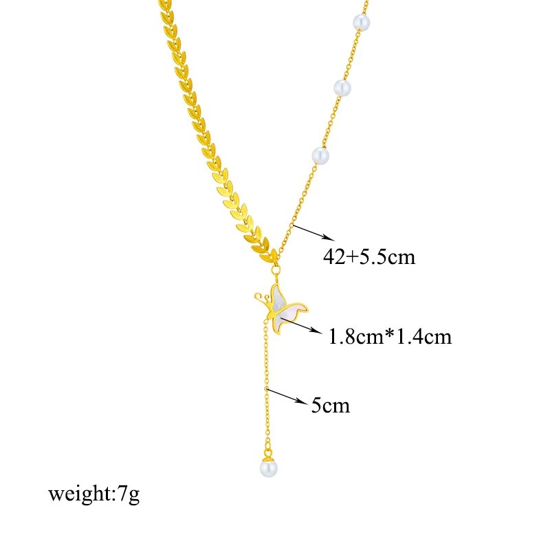 DIEYURO 316L Stainless Steel Butterfly Moon Lock Blue Eyes Pendant Necklace For Women New Multilayer Choker Chain Jewelry Gifts