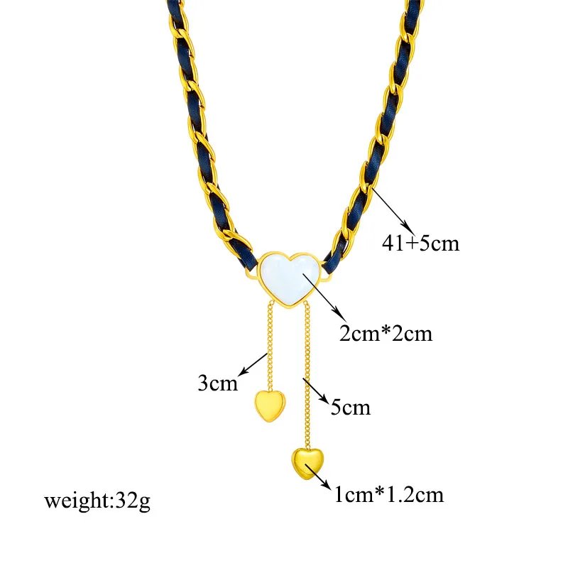 DIEYURO 316L Stainless Steel Butterfly Moon Lock Blue Eyes Pendant Necklace For Women New Multilayer Choker Chain Jewelry Gifts