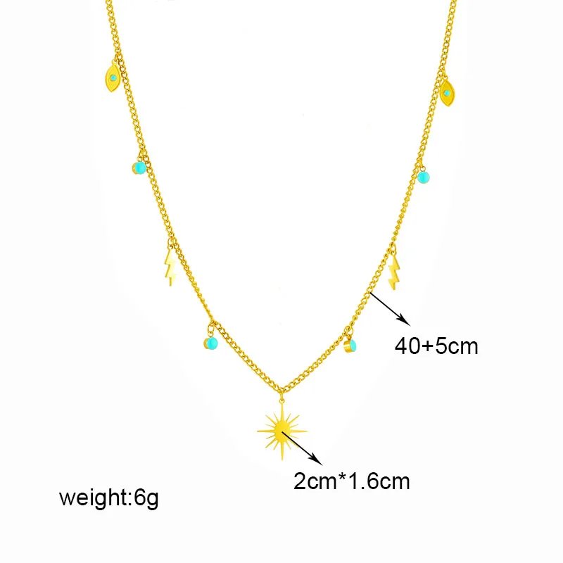 DIEYURO 316L Stainless Steel Butterfly Moon Lock Blue Eyes Pendant Necklace For Women New Multilayer Choker Chain Jewelry Gifts