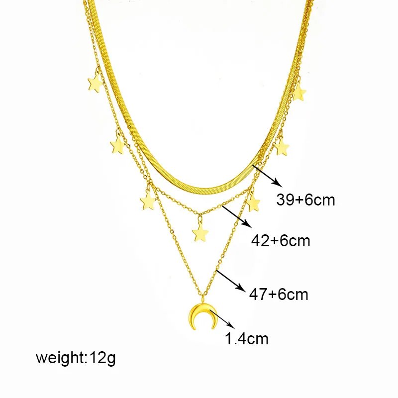 DIEYURO 316L Stainless Steel Butterfly Moon Lock Blue Eyes Pendant Necklace For Women New Multilayer Choker Chain Jewelry Gifts