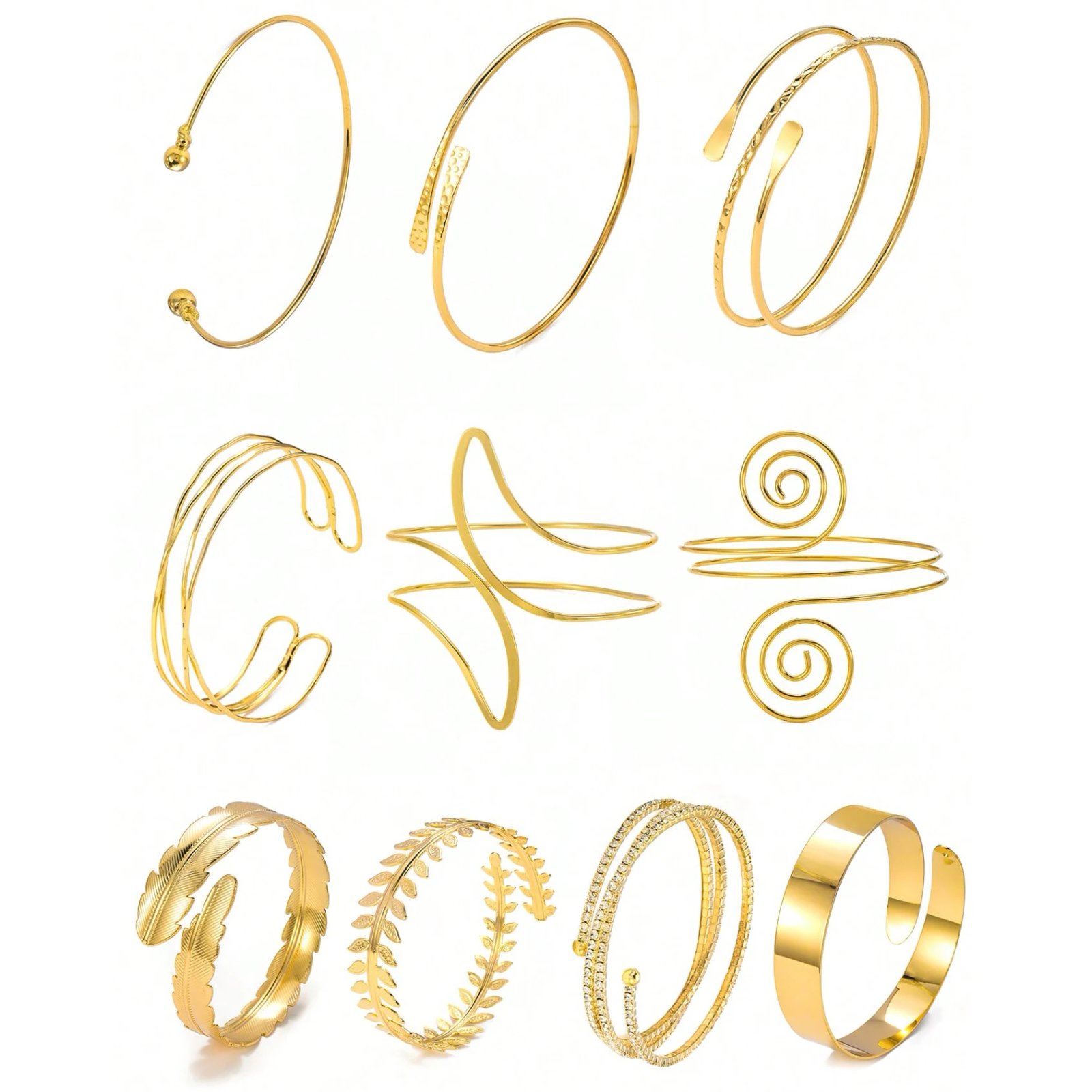 FTCY Boho Arm Bracelet for Women Vintage Geometric Gold Color Leaf Women's Arm Bangles Adjustable Jewelry FTCY Boho Arm Bracelet for Women Vintage Geometric Gold Color Leaf Women's Arm Bangles Adjustable Jewelry