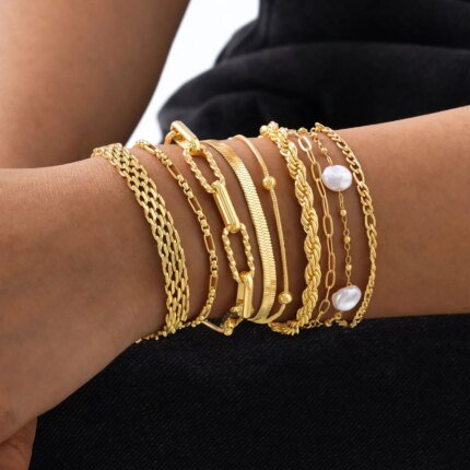Gold-Plated Stainless Steel Chain Bracelets for Women – Elegant Waterproof Jewelry Gift