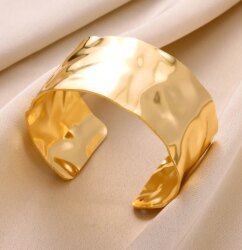 Vintage Irregular Bracelet for Women Stainless Steel Gold Color Open Cuff Bangle Luxury Jewelry Gift