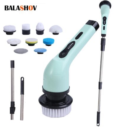9-in-1 Electric Cleaning Brush – Powerful Spin Scrubber for Kitchen and Bathroom Cleaning