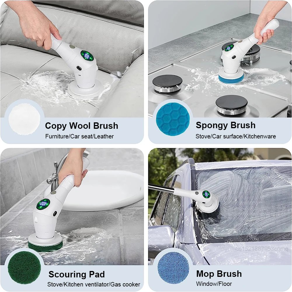 Electric Cleaning Brush 8 in 1 Multifunctional Household Wireless Rotatable Cleaning Brush For Bathroom Kitchen Windows Toilet Electric Cleaning Brush 8 in 1 Multifunctional Household Wireless Rotatable Cleaning Brush For Bathroom Kitchen Windows Toilet