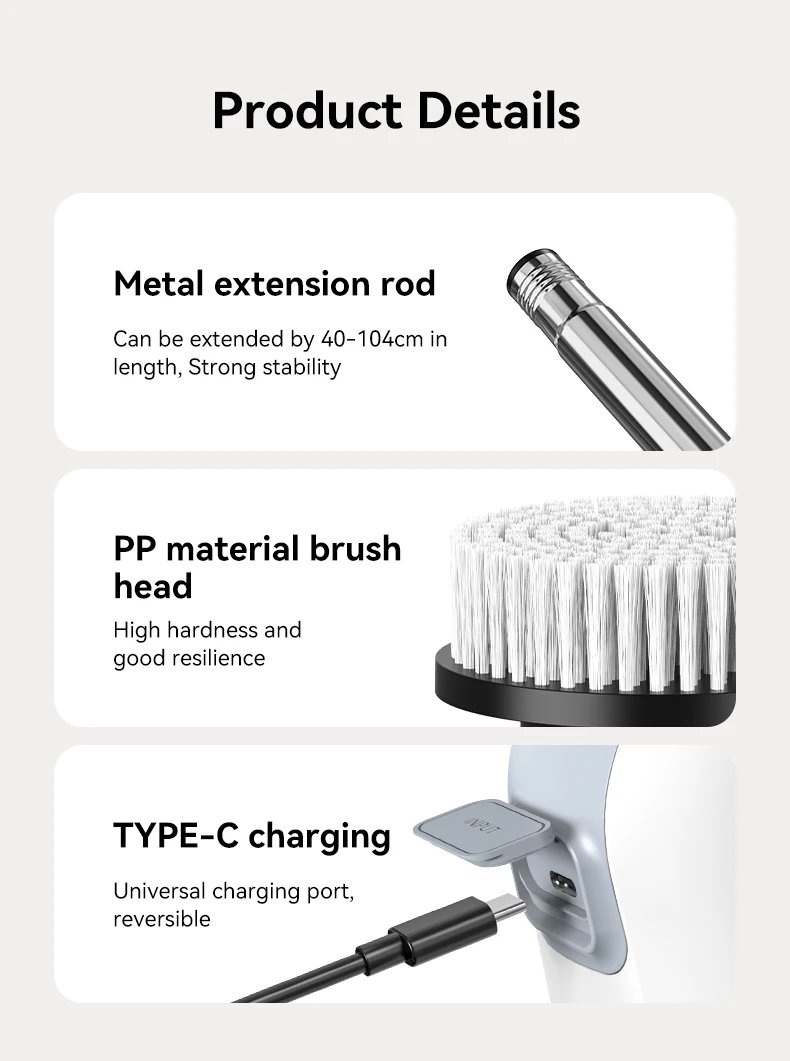 Electric Cleaning Brush Cordless Handheld Shower Scrubber Spin Cleaner Multifunctional Cleaner with 7PCS Heads Bathroom Kitchen