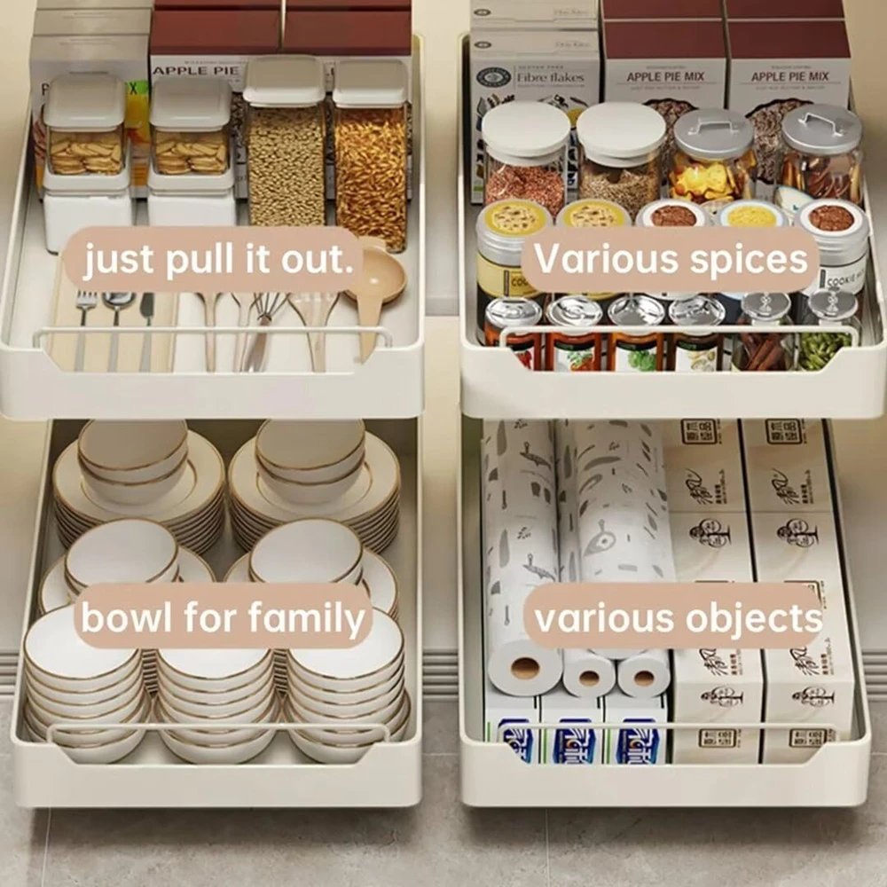 Kitchen Storage Rack Pull-out Kitchen Drawer Type Storage Tray Spice Box Storage Portable Rack Cabinets Organizer Household
