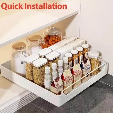 "Kitchen Storage Rack pull-out organizer for cabinets and spice storage"