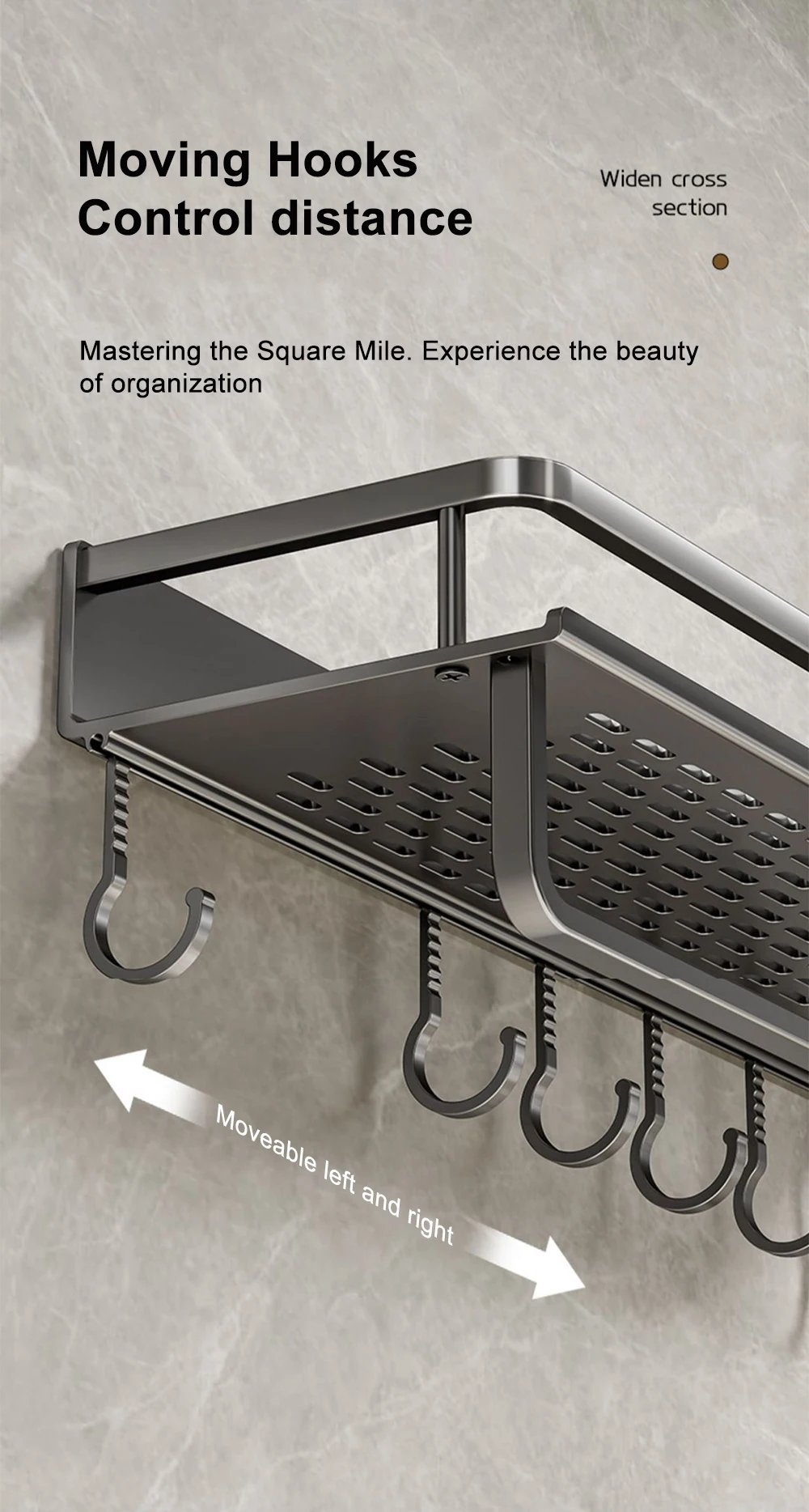 1/2Pcs No Punch Spice Rack Wall Mounted Kitchen Spice Organizer with Hook Rod Seasoning Rack Spice Shelf Bathroom Kitchen Shelf