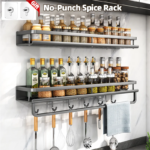 No Punch Spice Rack Wall-Mounted Kitchen Organizer