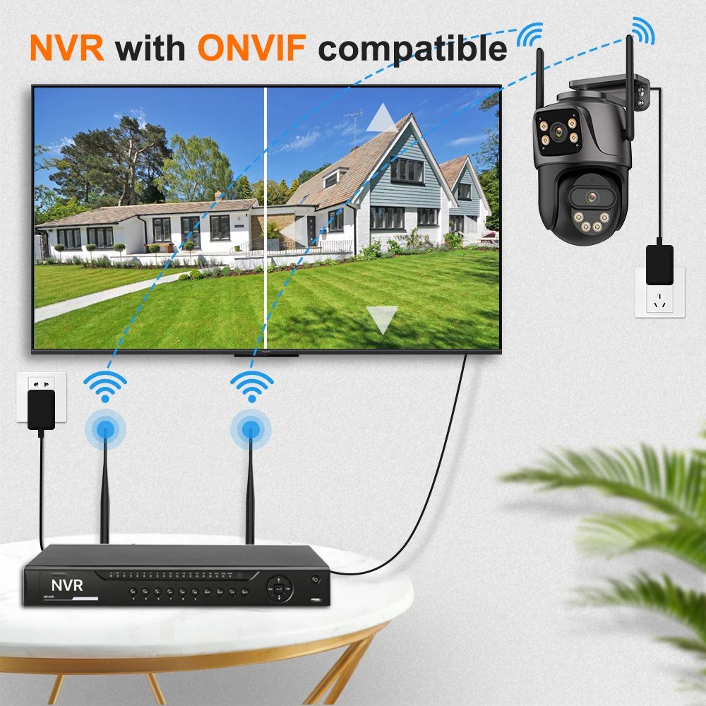 4K 8MP PTZ WIFI Camera Dual Lens Dual Screen IP Camera Outdoor 4MP HD Auto Tracking Security Protection CCTV Surveillance iCSee
