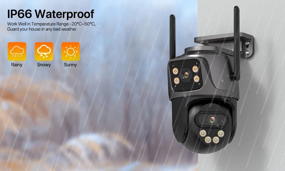 4K 8MP PTZ WIFI Camera Dual Lens Dual Screen IP Camera Outdoor 4MP HD Auto Tracking Security Protection CCTV Surveillance iCSee