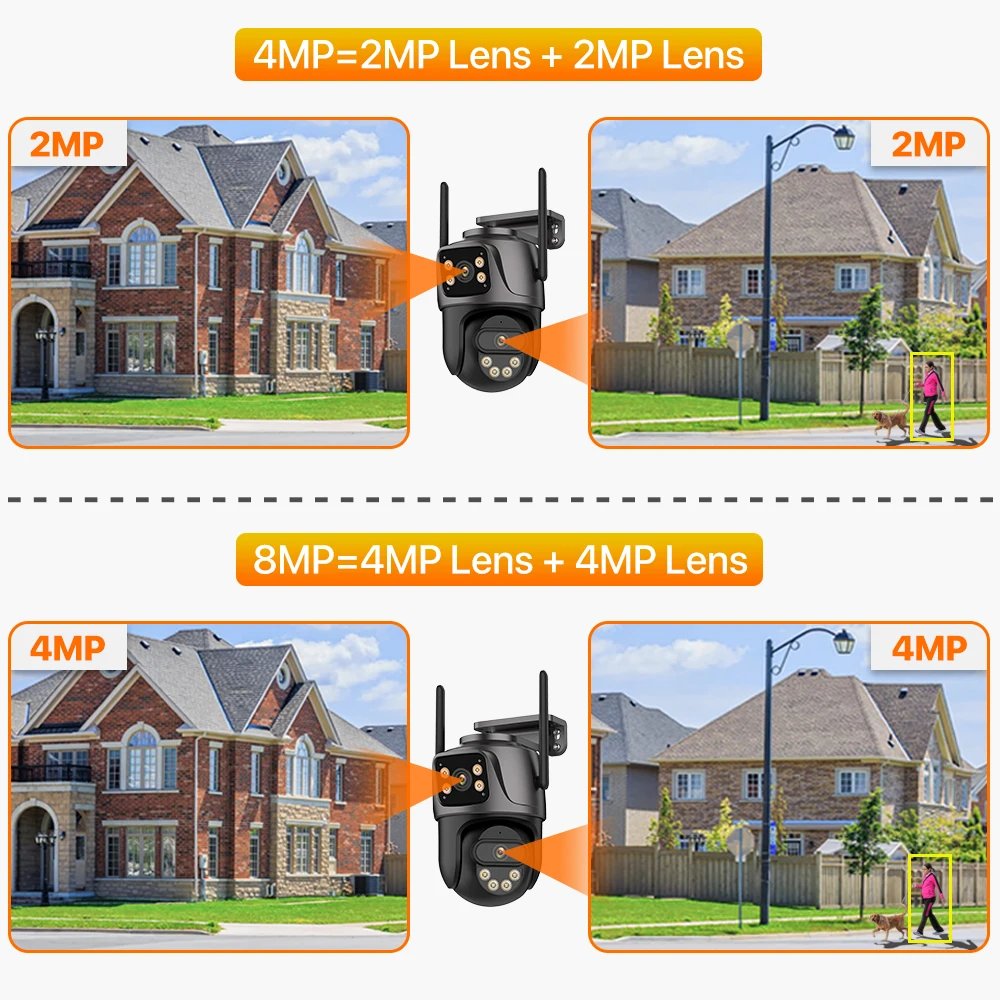4K 8MP PTZ WIFI Camera Dual Lens Dual Screen IP Camera Outdoor 4MP HD Auto Tracking Security Protection CCTV Surveillance iCSee