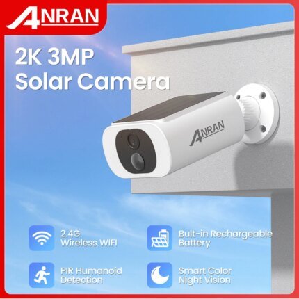 Outdoor Solar Security Camera with Battery and Color Night Vision