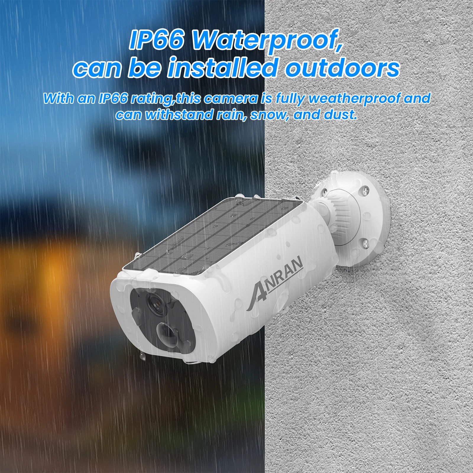 ANRAN Outdoor Solar Security Camera with Battery 3MP 2.4G WIFI Camera Battery Cloud Storage Color Night Vision Can't Add NVR ANRAN Outdoor Solar Security Camera with Battery 3MP 2.4G WIFI Camera Battery Cloud Storage Color Night Vision Can't Add NVR