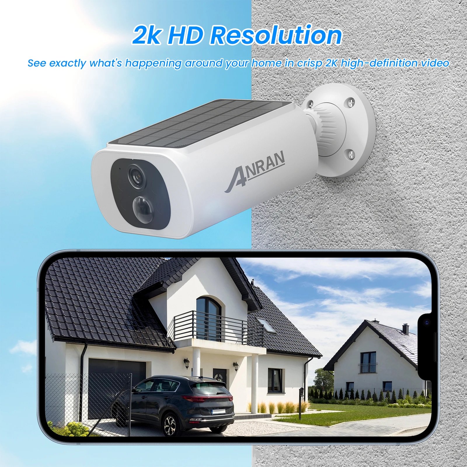 ANRAN Outdoor Solar Security Camera with Battery 3MP 2.4G WIFI Camera Battery Cloud Storage Color Night Vision Can't Add NVR ANRAN Outdoor Solar Security Camera with Battery 3MP 2.4G WIFI Camera Battery Cloud Storage Color Night Vision Can't Add NVR