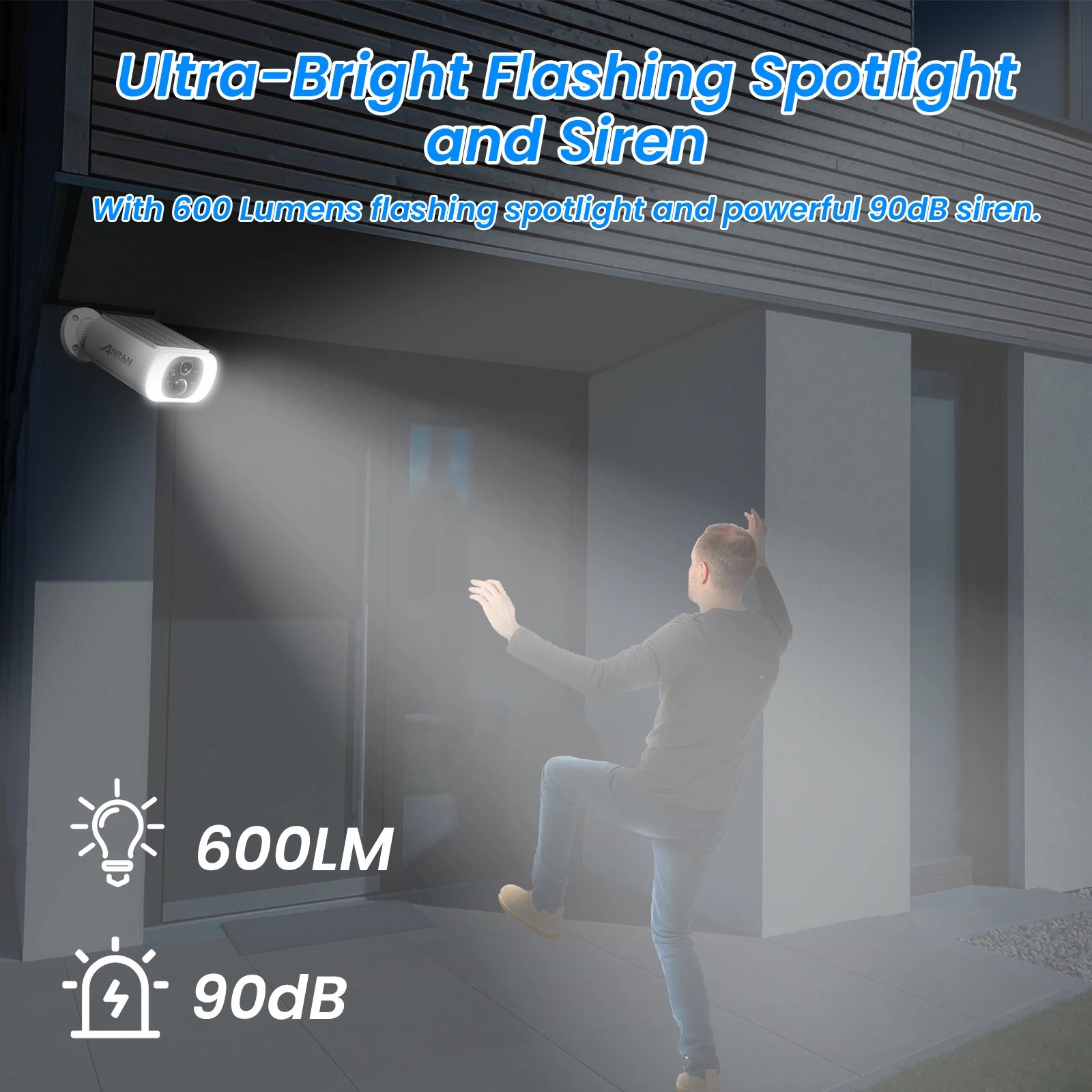 ANRAN Outdoor Solar Security Camera with Battery 3MP 2.4G WIFI Camera Battery Cloud Storage Color Night Vision Can't Add NVR ANRAN Outdoor Solar Security Camera with Battery 3MP 2.4G WIFI Camera Battery Cloud Storage Color Night Vision Can't Add NVR