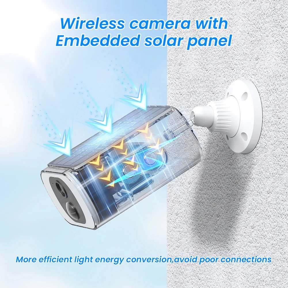 ANRAN Outdoor Solar Security Camera with Battery 3MP 2.4G WIFI Camera Battery Cloud Storage Color Night Vision Can't Add NVR ANRAN Outdoor Solar Security Camera with Battery 3MP 2.4G WIFI Camera Battery Cloud Storage Color Night Vision Can't Add NVR