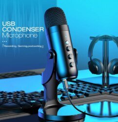 USB Microphone for PC with Headphone Output for Gaming and Recording