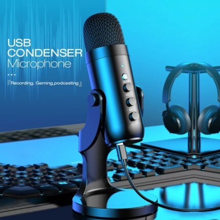 USB Microphone for PC with Headphone Output for Gaming and Recording