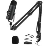 USB Streaming Podcast Microphone with Boom Arm for Recording and YouTube