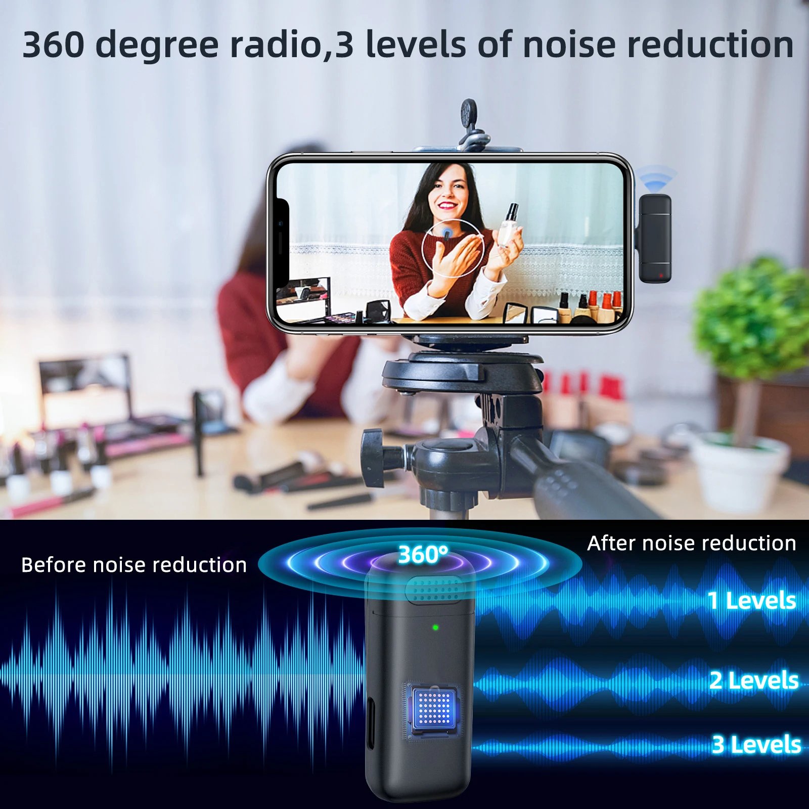 Wireless Lavalier Microphone Charging Case Mic Portable Audio Video Recording for iPhone Android Notebook Live Gaming Mic