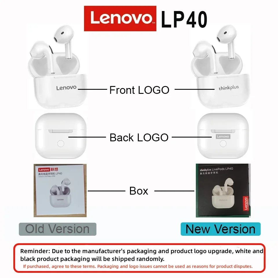 Original Lenovo LP40 wireless headphones TWS Bluetooth Earphones Touch Control Sport Headset Stereo Earbuds For Phone Android Original Lenovo LP40 wireless headphones TWS Bluetooth Earphones Touch Control Sport Headset Stereo Earbuds For Phone Android