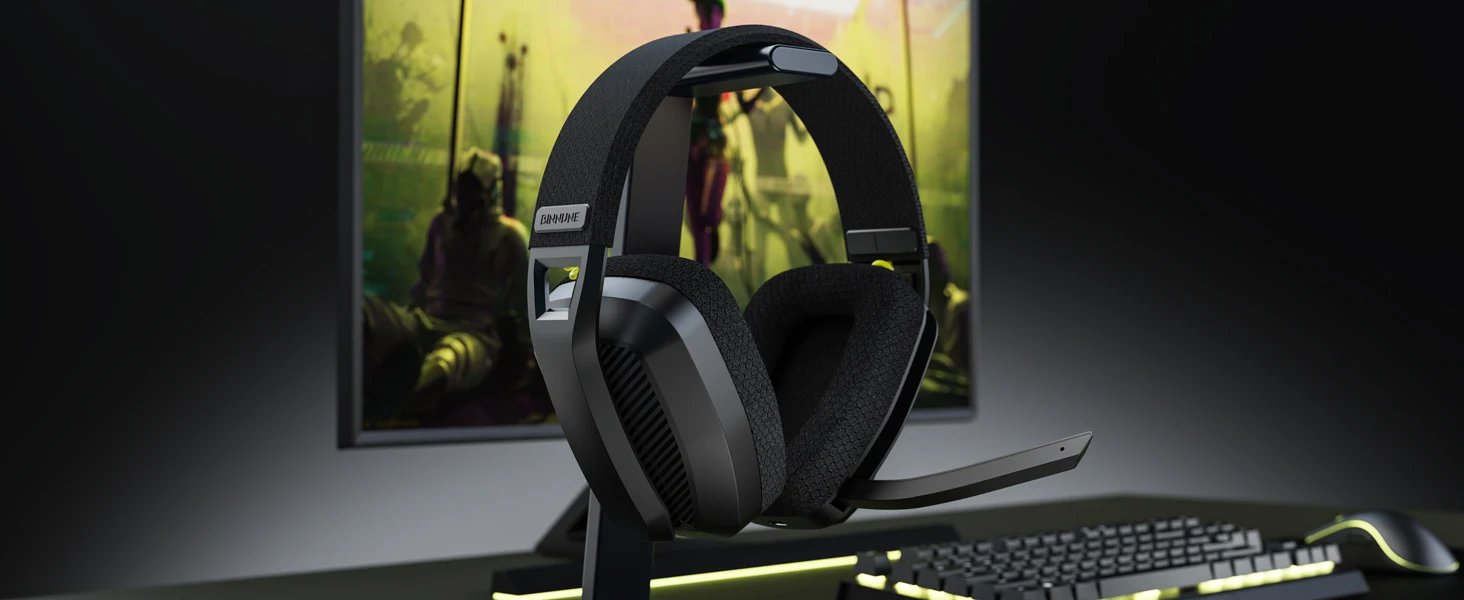 BINNUNE BW06 2.4GHz Wireless Gaming Headset with Mic for PS5 PS4 PC Mac Playstation Bluetooth Gaming headphone with Microphone