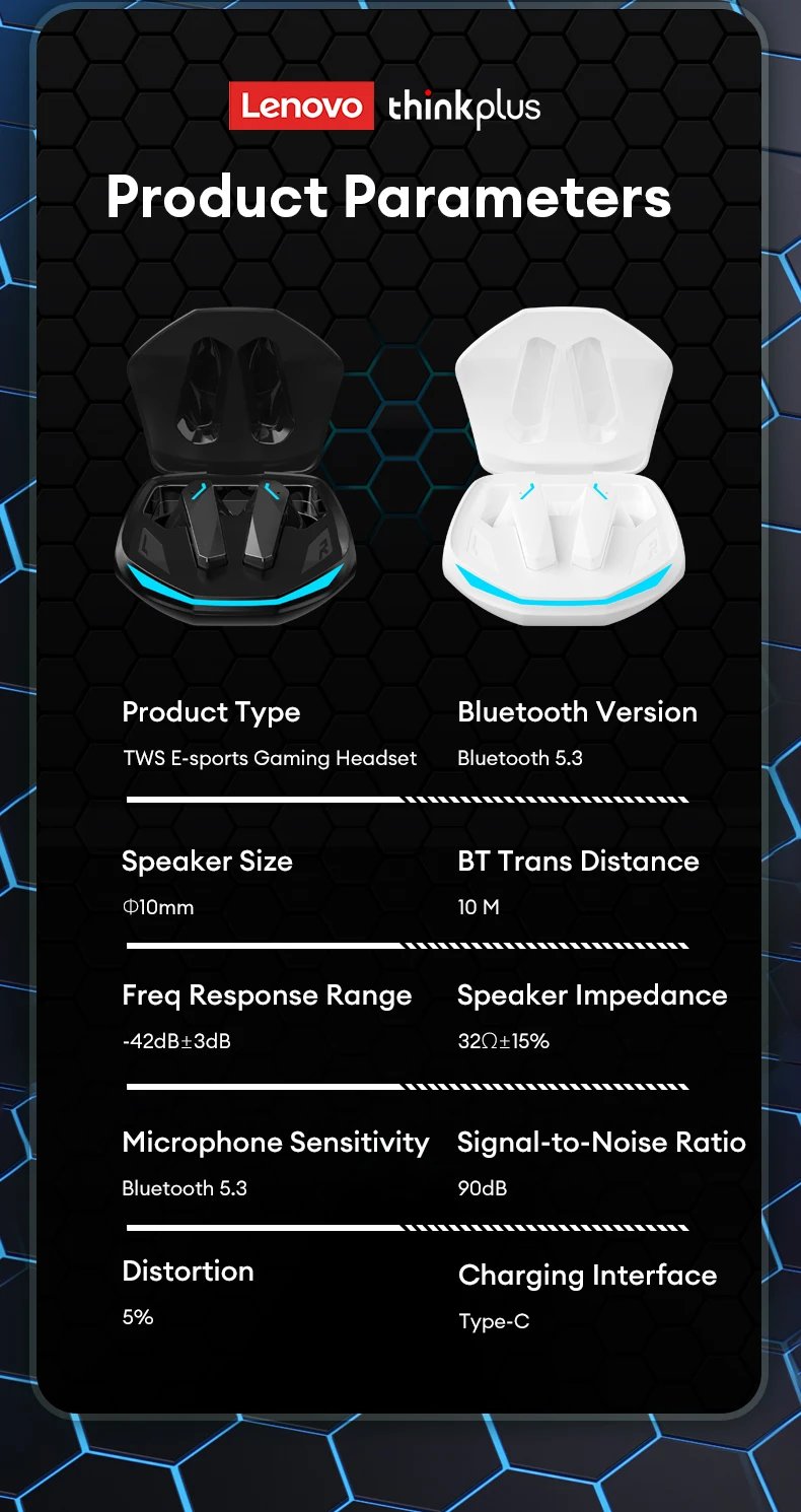 Lenovo GM2 Pro Wireless Headphones Touch Control Game Bluetooth Earphones Noise Reduction HiFi Stereo Music Sport Earbuds Choice