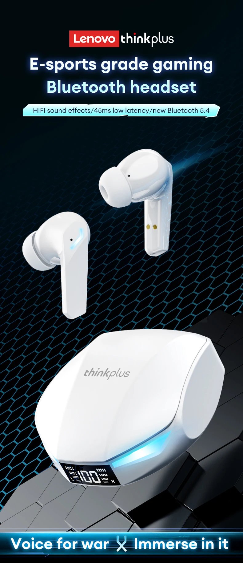 New Lenovo XT53 Wireless Bluetooth 5.4 Earphones LED Digital Display Waterproof Earbuds Noise Cancelling HD Voice Gaming Headset New Lenovo XT53 Wireless Bluetooth 5.4 Earphones LED Digital Display Waterproof Earbuds Noise Cancelling HD Voice Gaming Headset