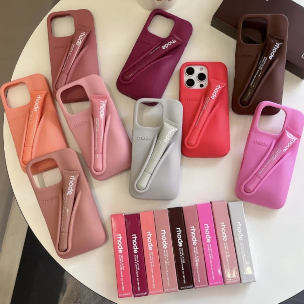 Rhode With Lip Gloss Phone Case for iPhone 16 15 14 13 12 17 11 Pro Max Plus Lipstick Silicone Toast Espresso Ribbon Box Cover Rhode With Lip Gloss Phone Case for iPhone 16 15 14 13 12 17 11 Pro Max Plus Lipstick Silicone Toast Espresso Ribbon Box Cover