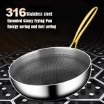 316 Stainless Steel Frying Pan Non-Stick Cooking Honeycomb Induction Saucepan