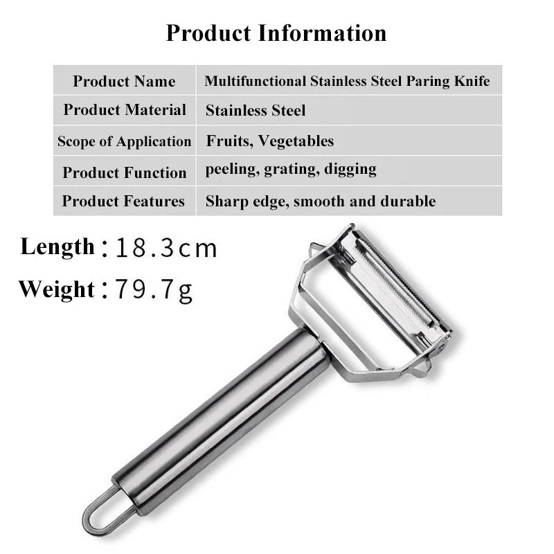 Multifunctional Stainless Steel Kitchen Peeler Fruit Vegetable Potato Carrot Cucumber Grater Julienne Durable Vegetable Slicer