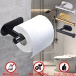 "Adhesive Toilet Paper Holder – Rustproof stainless steel wall-mount tissue rack for bathroom and kitchen, no-drill self-adhesive design in multiple colors."