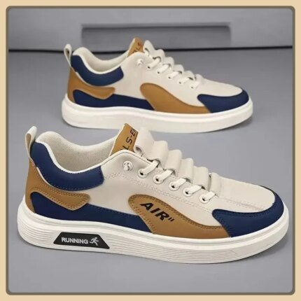 "New Men's Shoes with Low-Top Leather Fashion Casual Sneakers"