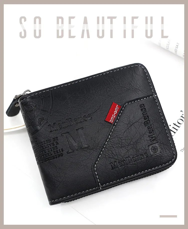 New Men Zipper Wallets Short Card Holder Vintage Male Wallet High Quality PU Leather Classic Coin Pocket Wallet For Boys New Men Zipper Wallets Short Card Holder Vintage Male Wallet High Quality PU Leather Classic Coin Pocket Wallet For Boys
