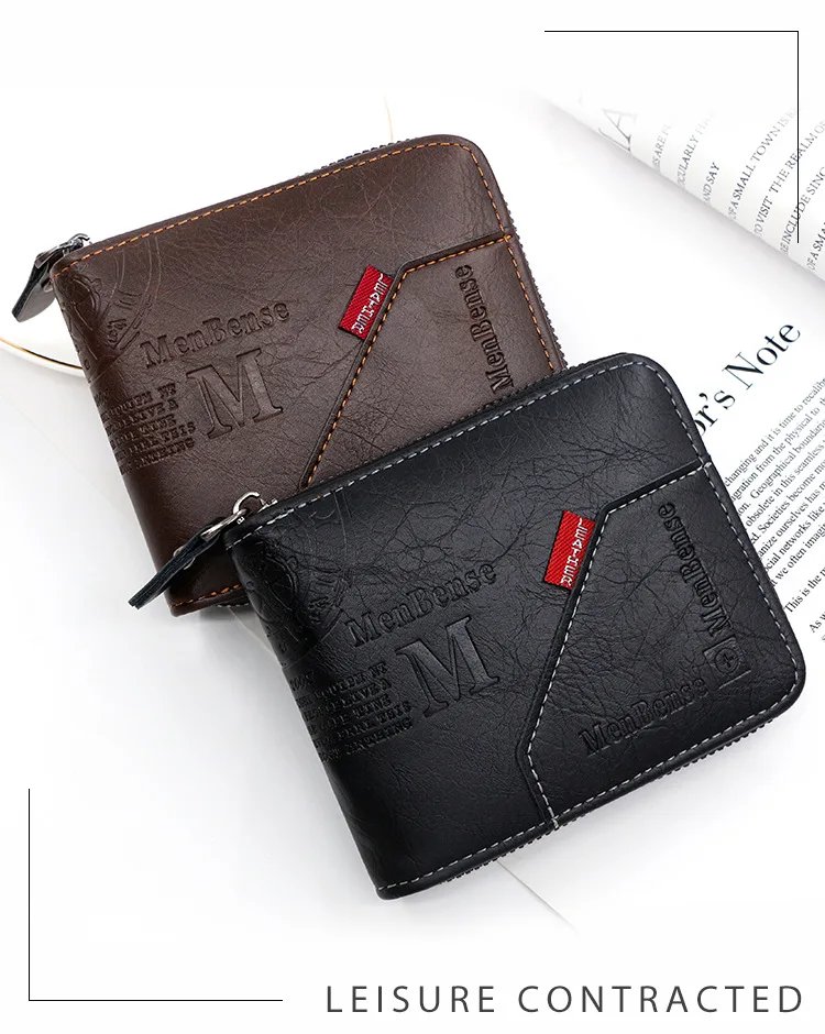 New Men Zipper Wallets Short Card Holder Vintage Male Wallet High Quality PU Leather Classic Coin Pocket Wallet For Boys New Men Zipper Wallets Short Card Holder Vintage Male Wallet High Quality PU Leather Classic Coin Pocket Wallet For Boys