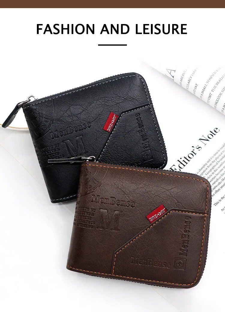 New Men Zipper Wallets Short Card Holder Vintage Male Wallet High Quality PU Leather Classic Coin Pocket Wallet For Boys New Men Zipper Wallets Short Card Holder Vintage Male Wallet High Quality PU Leather Classic Coin Pocket Wallet For Boys