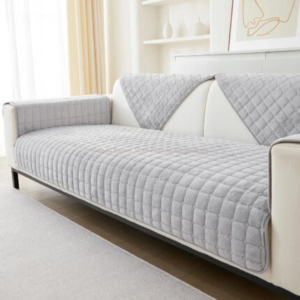 "Thick Velvet Sofa Cover Plush Flannel Non-Slip Waterproof Couch Protector"