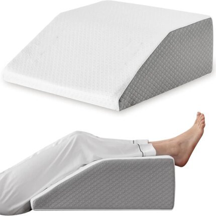 "Memory Foam Leg Wedge Pillow for Orthopedic Leg Support and Sleeping Comfort"