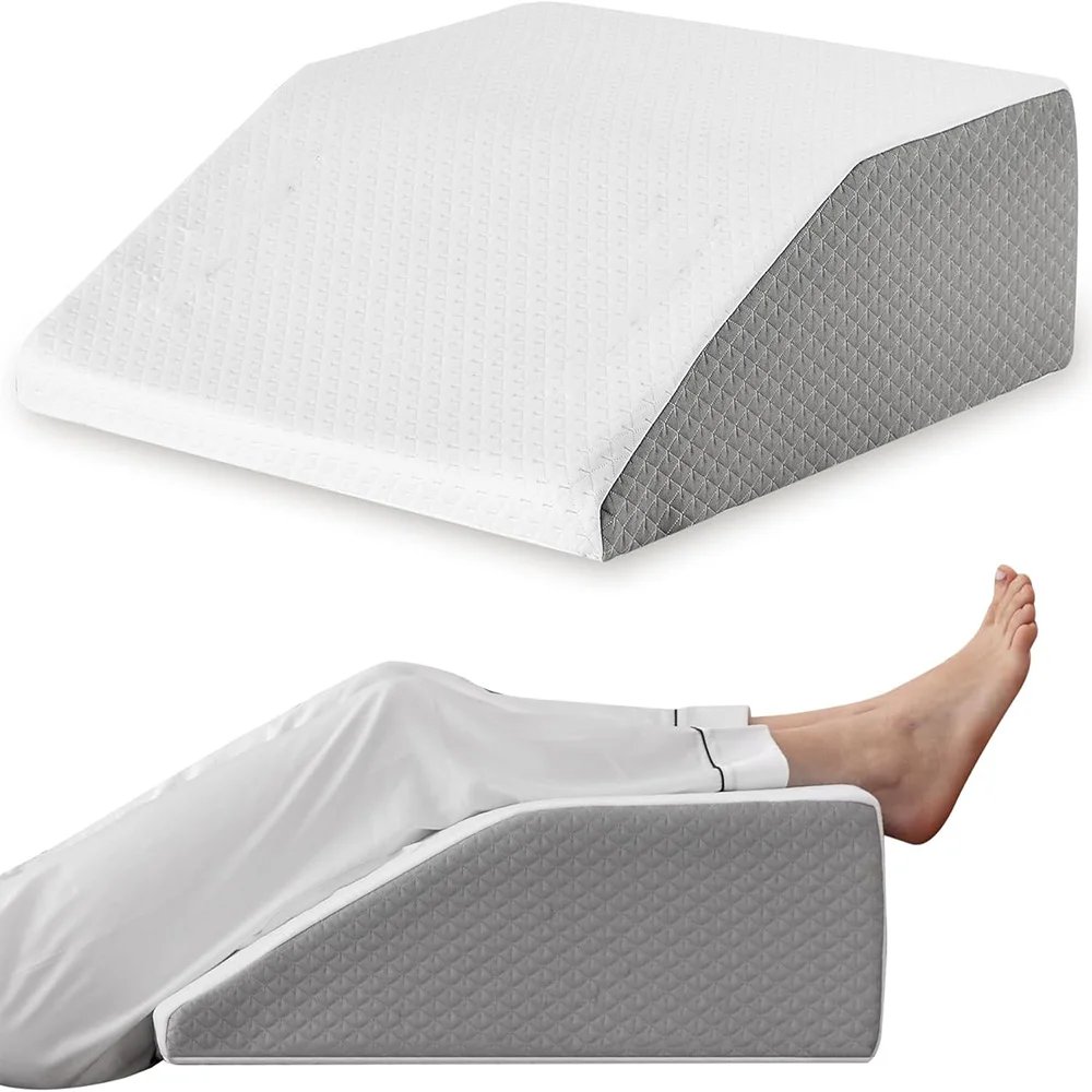 "Memory Foam Leg Wedge Pillow for Orthopedic Leg Support and Sleeping Comfort"