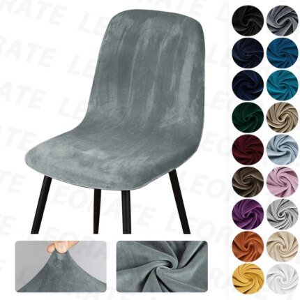"Velvet Short Back Chair Cover Stretch Elastic Slipcover for Dining and Bar Chairs"