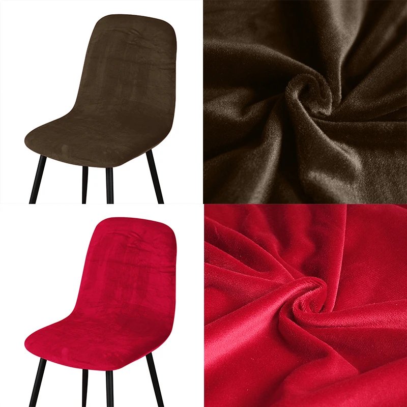 1/2/4/6 Velvet Short Back Chair Cover Stretch Slipcovers Elastic Seat Chair Covers Dining Room Bar Office Party Banquate