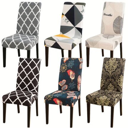 Printed Stretch Parsons Chair Covers for Dining Room and Kitchen Chairs