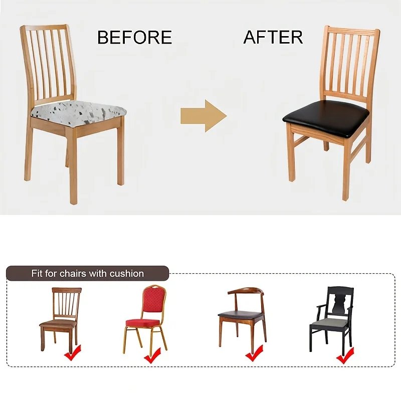 PU Waterproof Chair Cushion Cover For Kitchen Dining Room Leather Seat Cover Dining Room Chair Seat Cushion Cover PU Waterproof Chair Cushion Cover For Kitchen Dining Room Leather Seat Cover Dining Room Chair Seat Cushion Cover